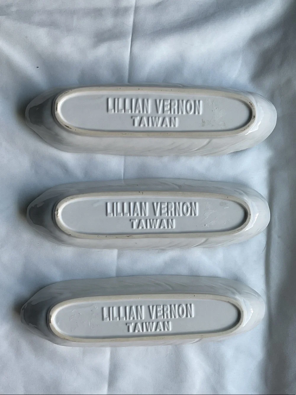 White Ceramic Corn Riblettes Serving Dishes - Set of 3